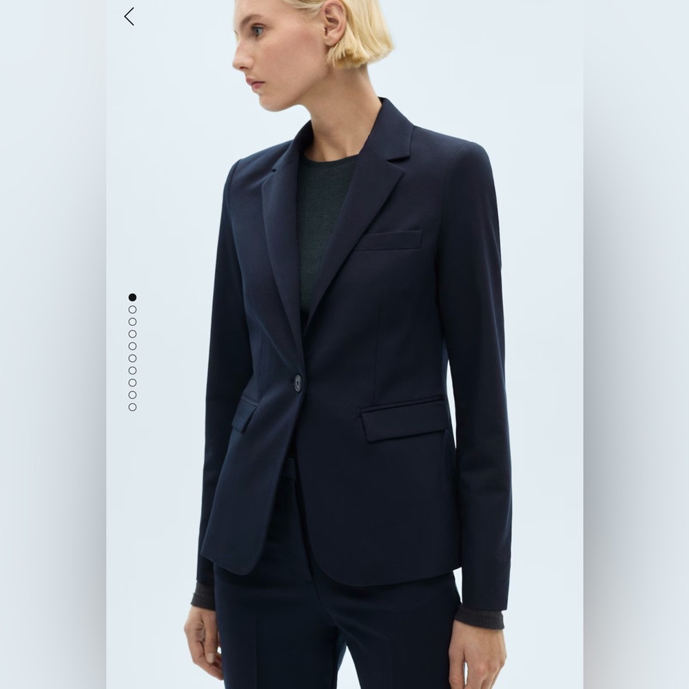 Mango Fitted Suit Blazer in Navy